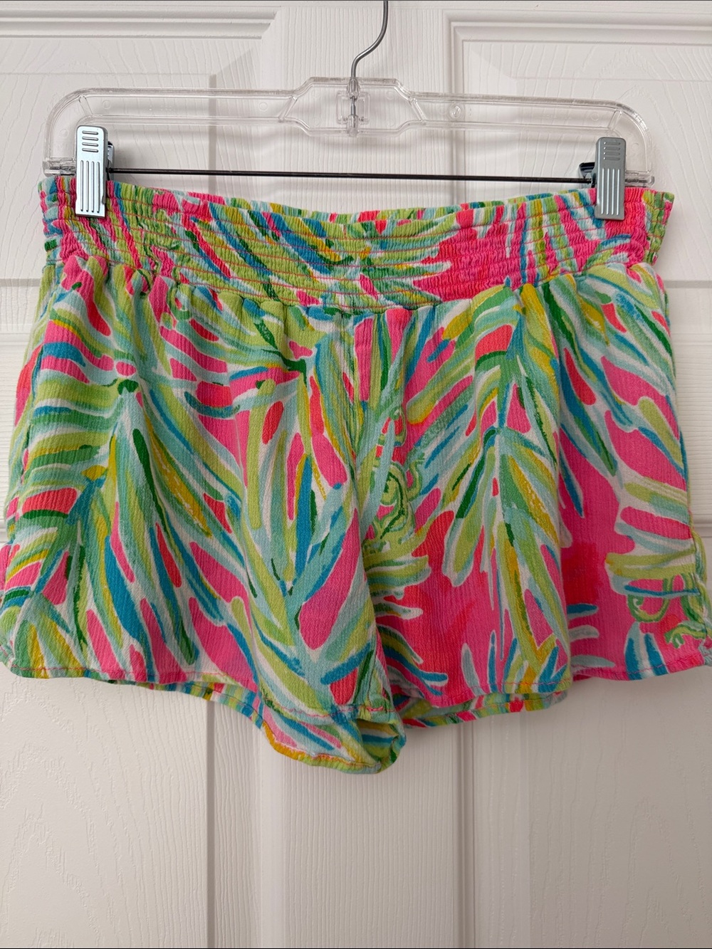 Lilly Pulitzer Pink Tropical Leaf Print High-Waist Shorts